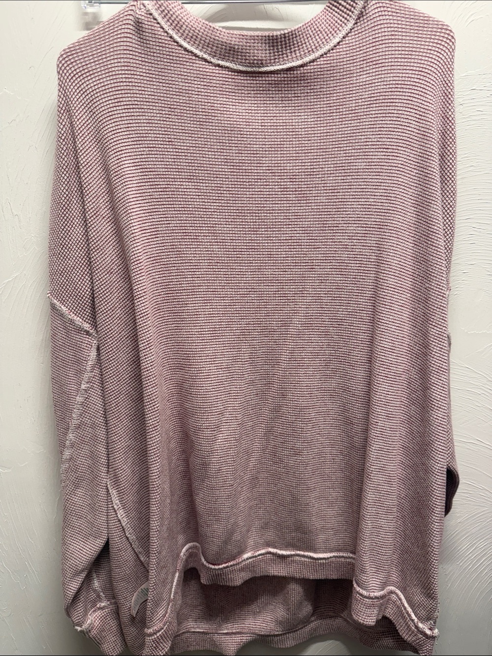 Relaxed Red Waffle-Knit Women’s Sweater